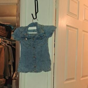 Zara Light Blue Denim Button-Front Pocket Top
